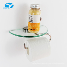 Stainless Steel Wall Mounted Paper Toilet Holder With glass Mobile Phone Shelfm